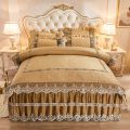 China Quilted lace crystal velvet printed bedskirt sheet set Factory